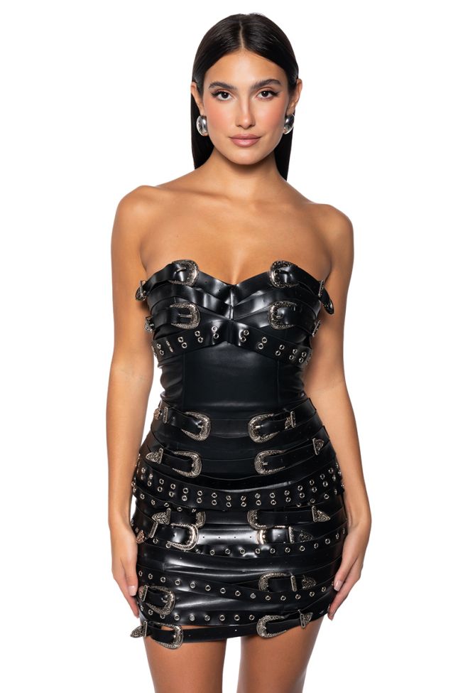 Front View Cool Girl Belted Mini Dress