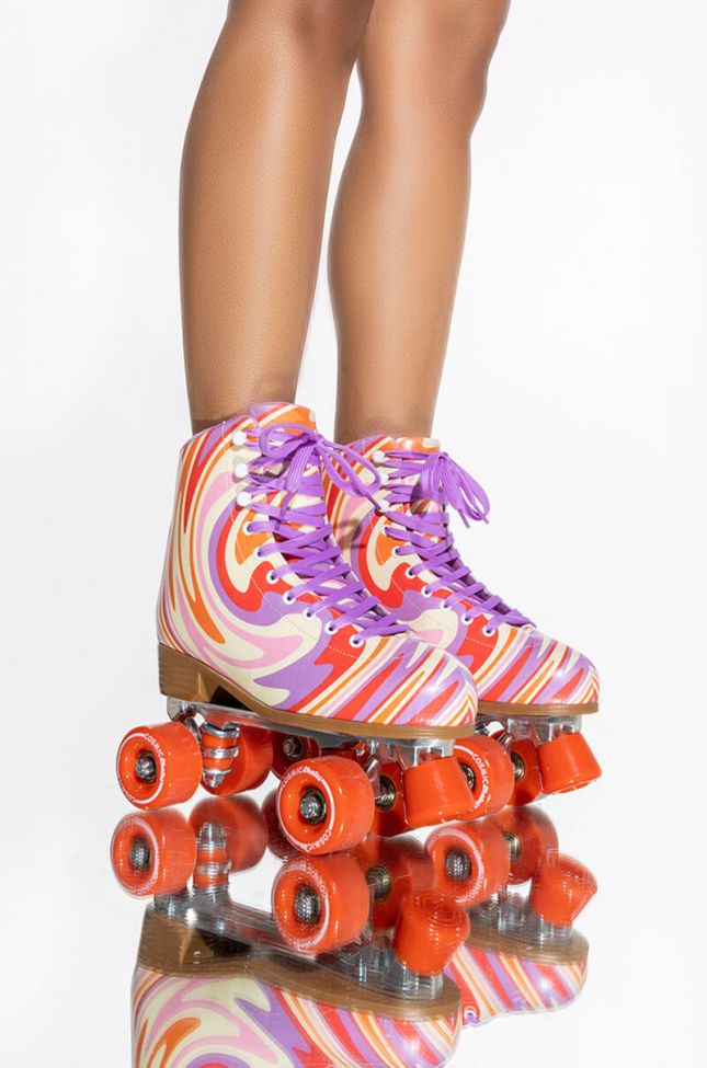 Side View Cosmic Skates Swirl Print Roller Skates