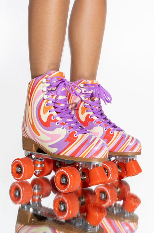 Side View Cosmic Skates Swirl Print Roller Skates