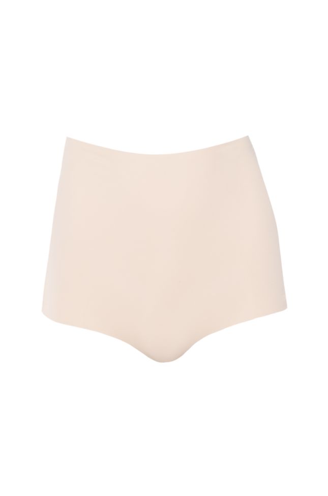 Front View Cosmo Layering High Waisted Stretchy Shorts In Nude