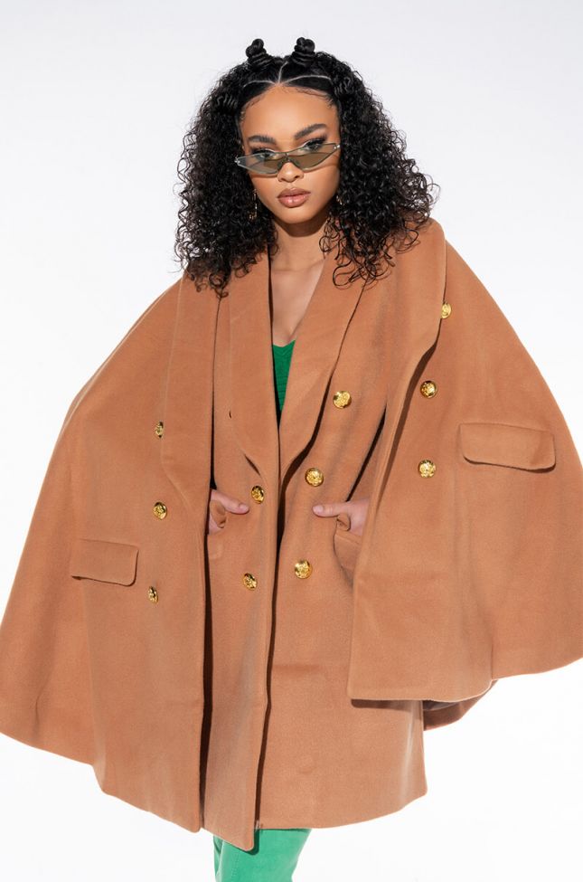 Side View Crave You Wool Like Trench Poncho