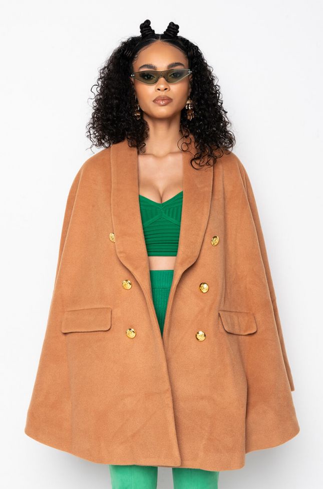 Side View Crave You Wool Like Trench Poncho