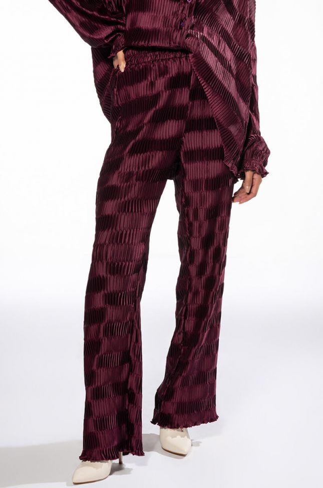 Front View Crinkle Satin Palazzo Pant