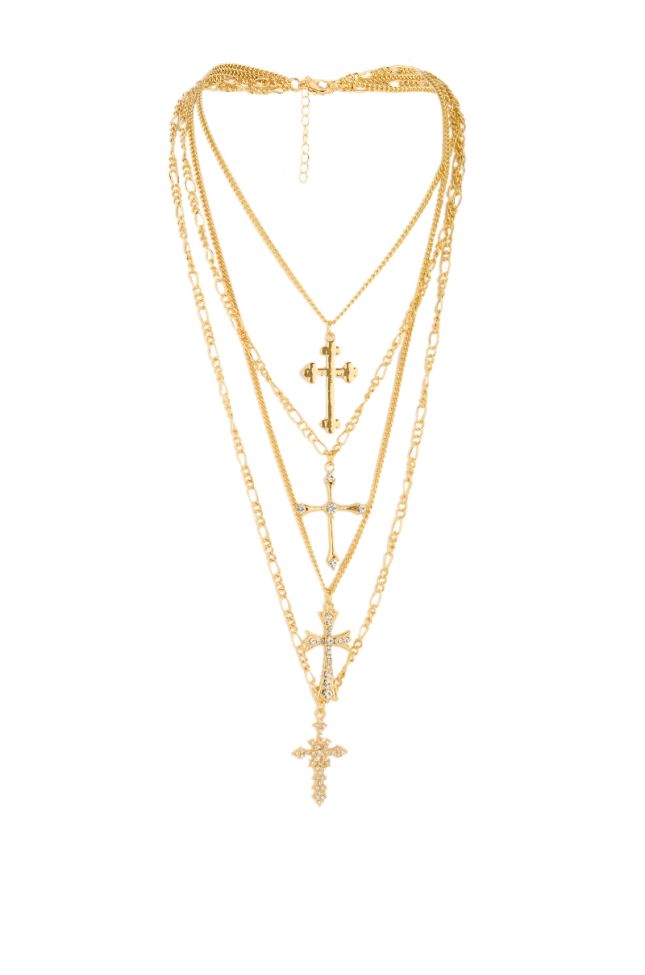 Side View Cross Layered Necklace