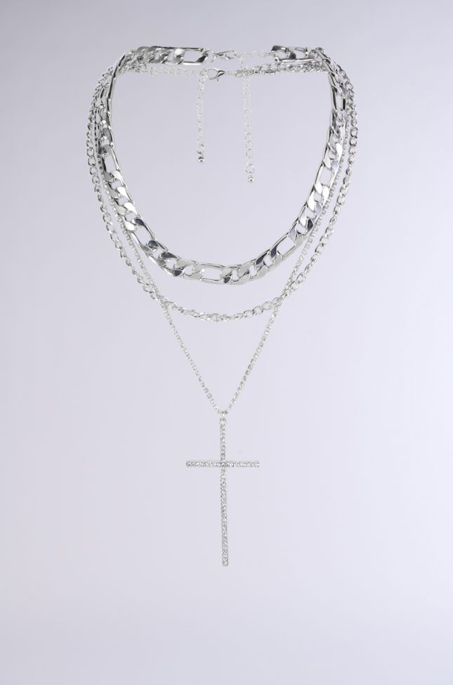 Side View Cross Me Necklace In Silver