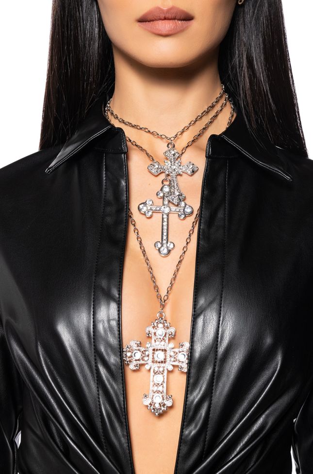 Front View Cross My Heart Necklace