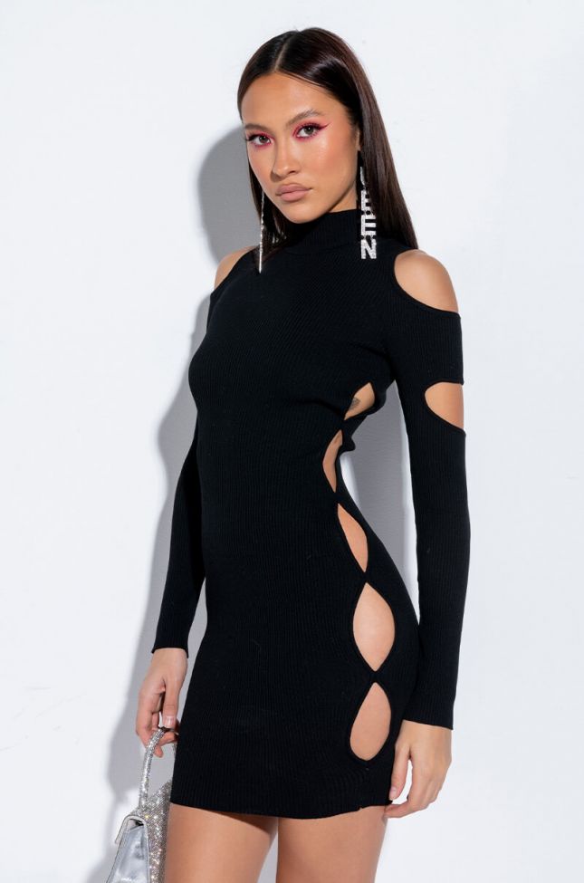 Front View Cut It Out Ribbed Sweater Dress