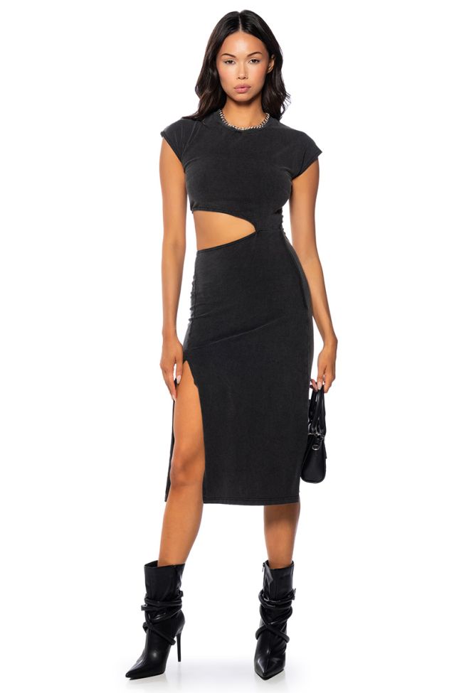Front View Cut Out Tshirt Midi Dress