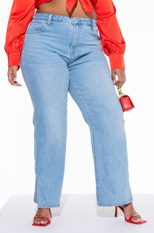 Front View Dad Jeans With Side Slit