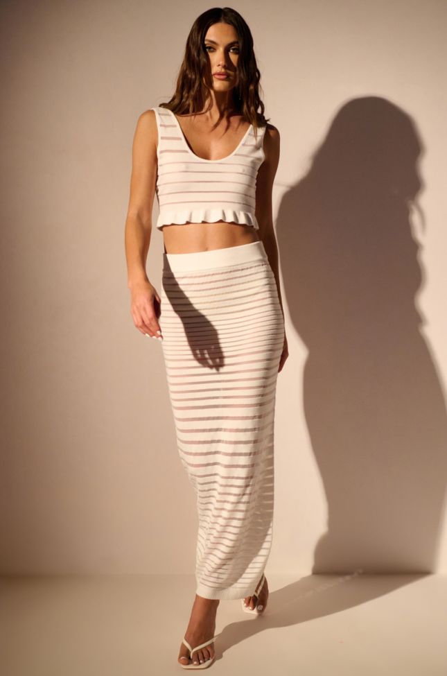 Full View Dainty Stripe Knit Maxi Skirt