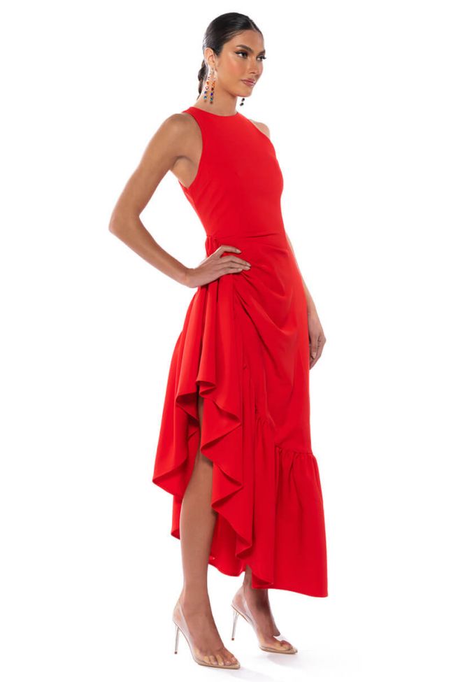 Back View Dance With Me Ruched Waist Sleeveless Maxi Dress