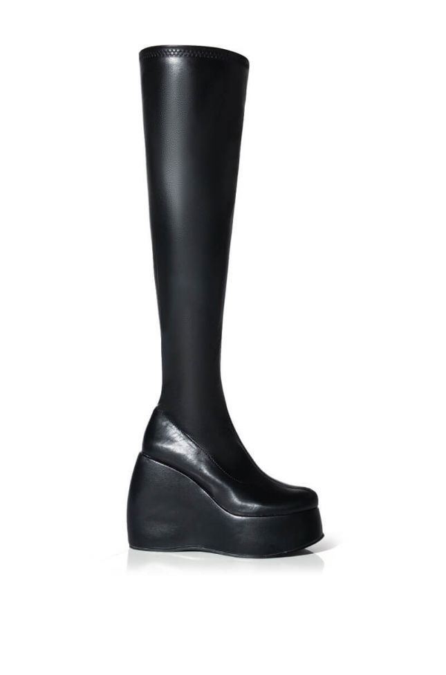 Side View Darcy Black Wedge Boot