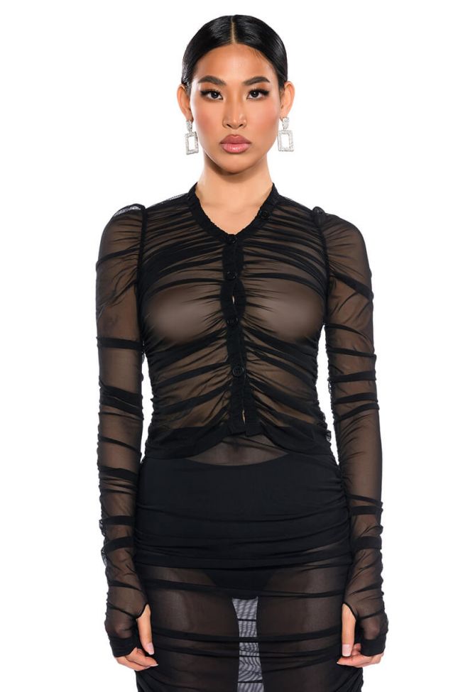 DASHING MESH TIGHT FITTED BUTTON DOWN