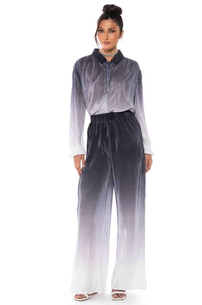 DAY TO NIGHT PLEATED SATIN WIDE LEG PANTS IN BLACK WHITE