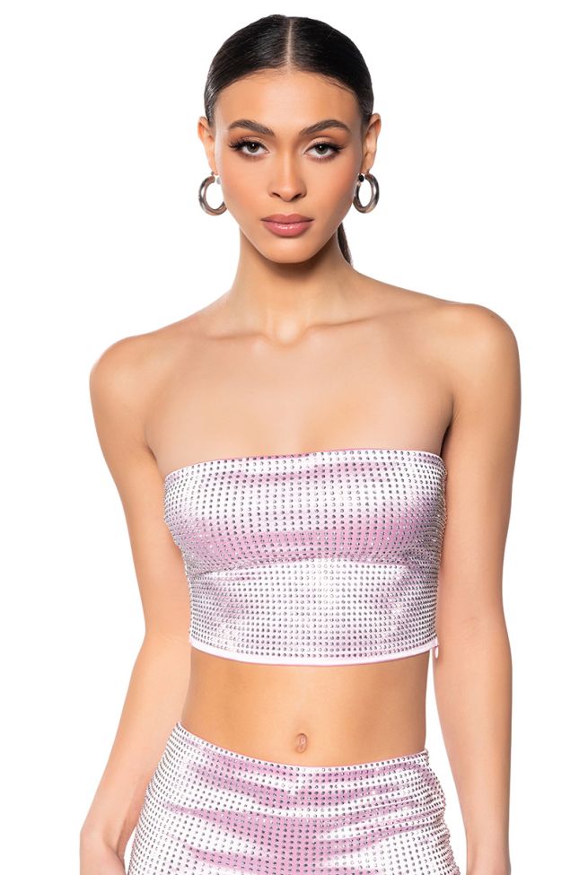 Extra View Decision Maker Rhinestone Tube Top In Pink