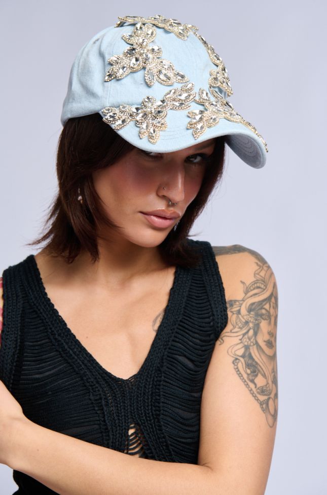 Front View Denim And Diamonds Bling Hat