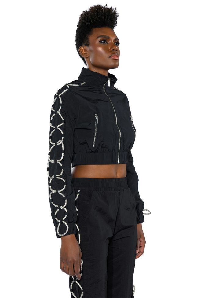 Full View Diamond Lace Up Track Jacket