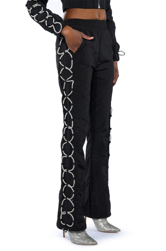 Detail View Diamond Lace Up Track Pant