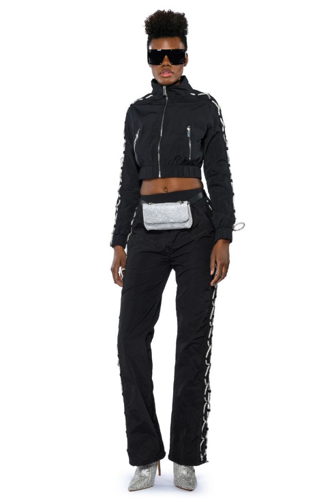 Full View Diamond Lace Up Track Pant