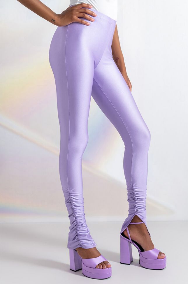 Front View Disco Diva Ruched Ankle Leggings