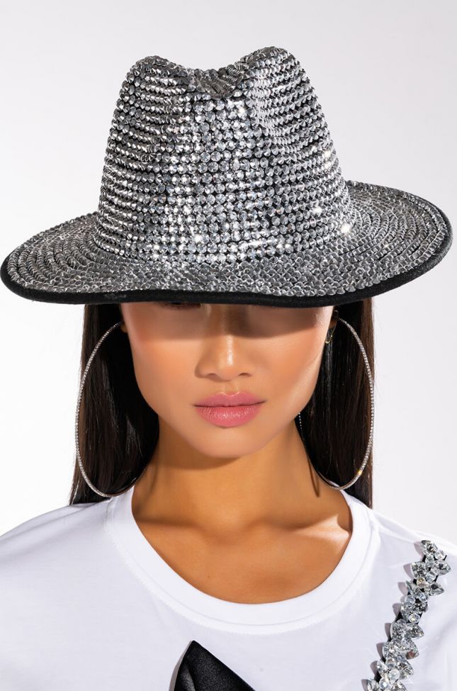 Front View Disco Lights Silver Fedora