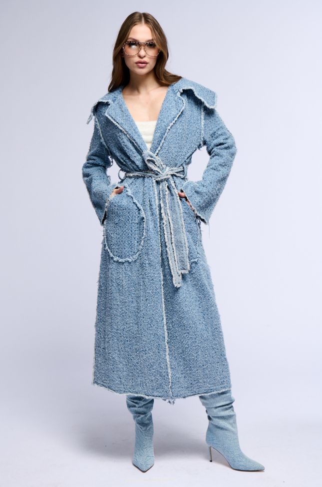 Extra View Distressed Denim Trench