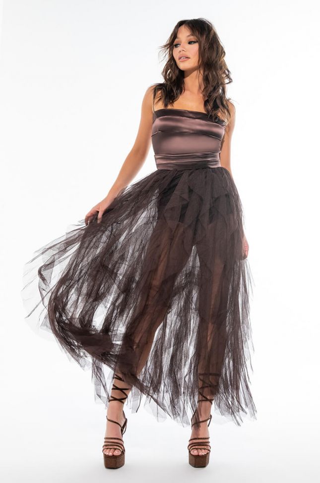 Front View Divine Tube Maxi Tulle Dress