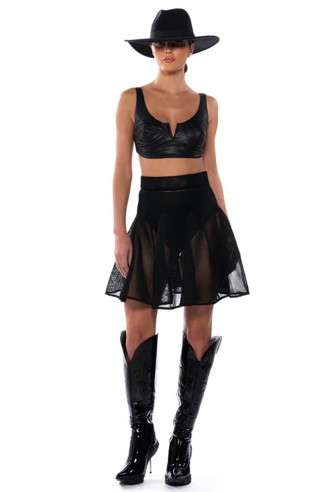 Detail View Dont Hate The Player Pleated Mesh Mini Skirt