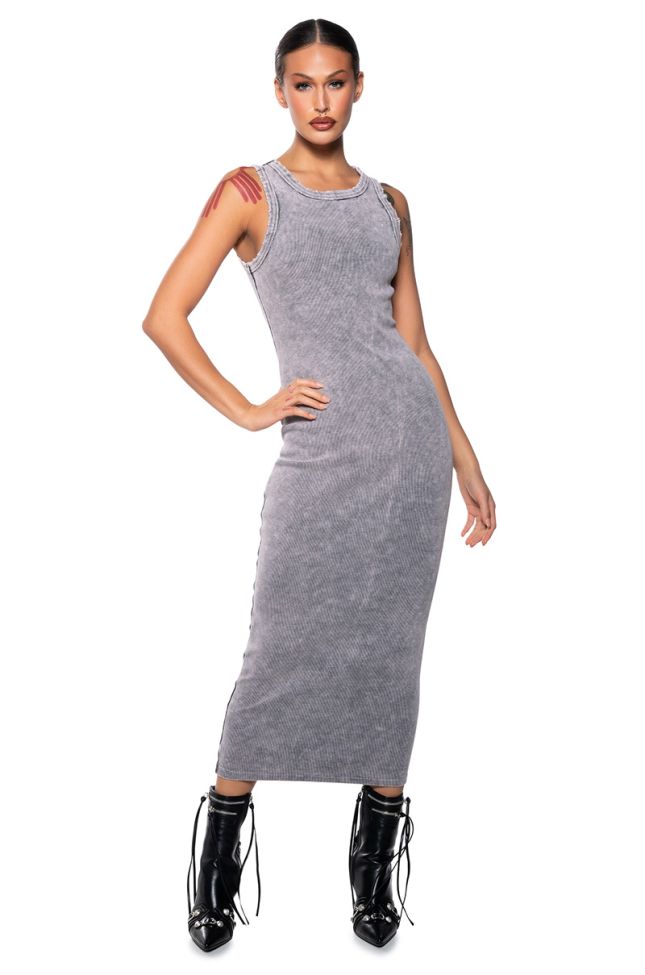 Front View Dont Text Ribbed Knit Midi Dress