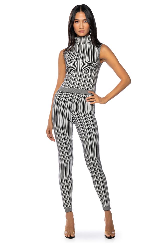 Side View Double Vision Striped Knit Legging