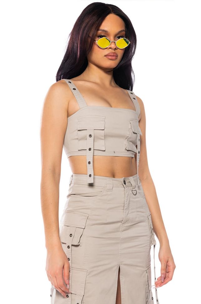 DOWN FOR ANYTHING CARGO CROP TOP