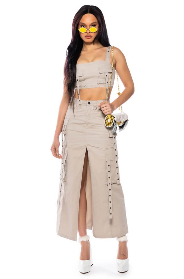 DOWN FOR ANYTHING CARGO MAXI SKIRT