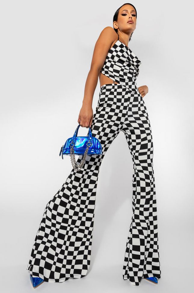 Side View Down To Business Mesh Flare Pant