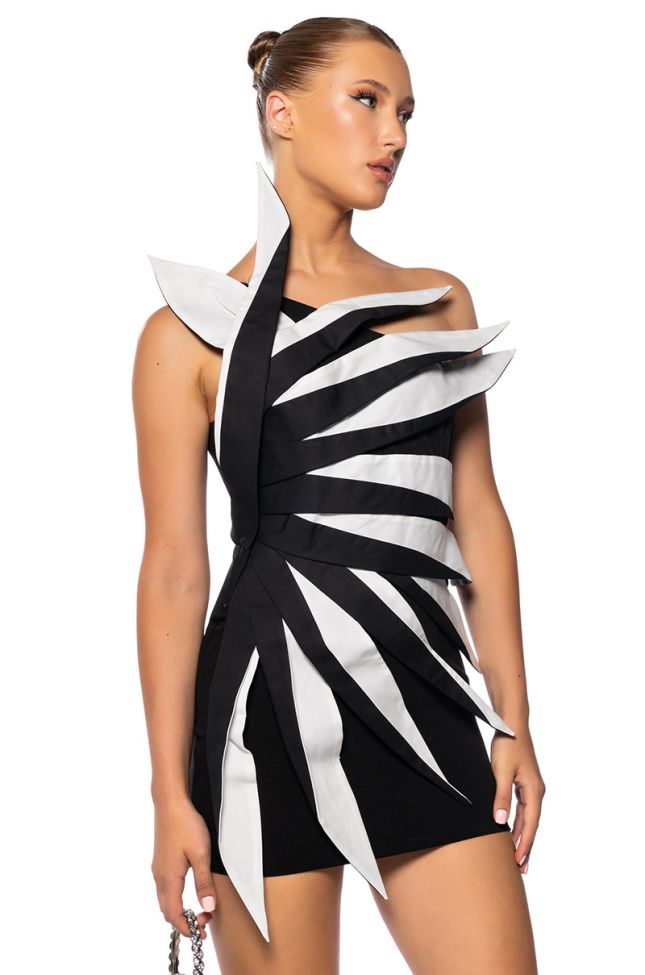 Side View Drawn To You Sculptural One Shoulder Mini Dress
