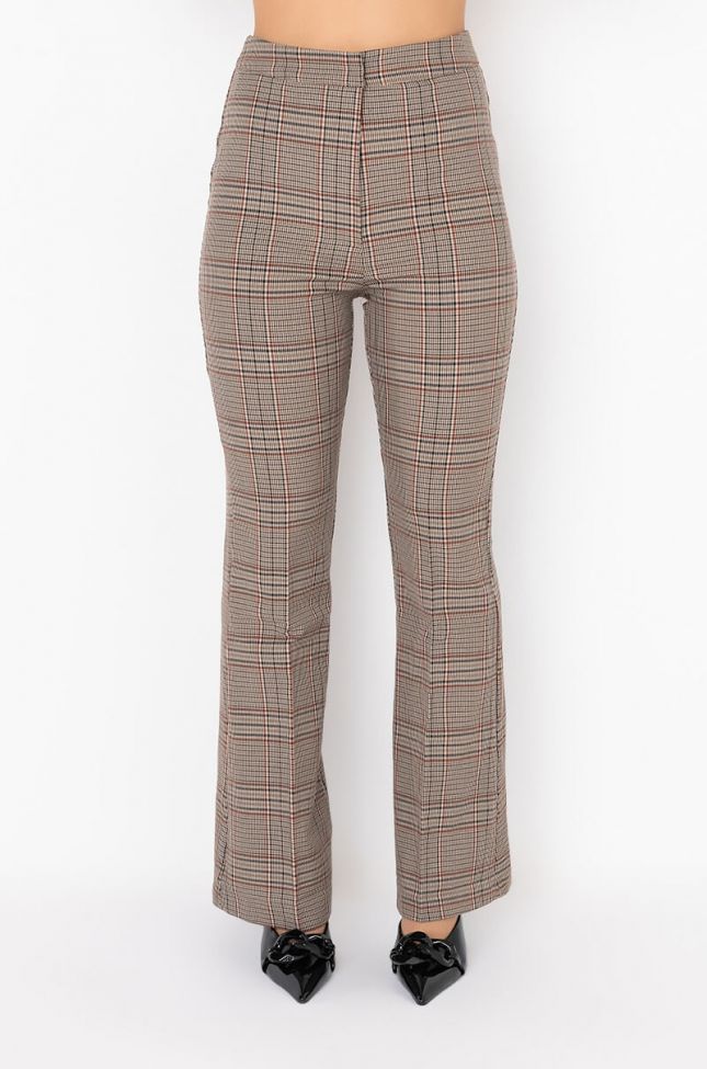 Front View Drew Flared Plaid Trouser