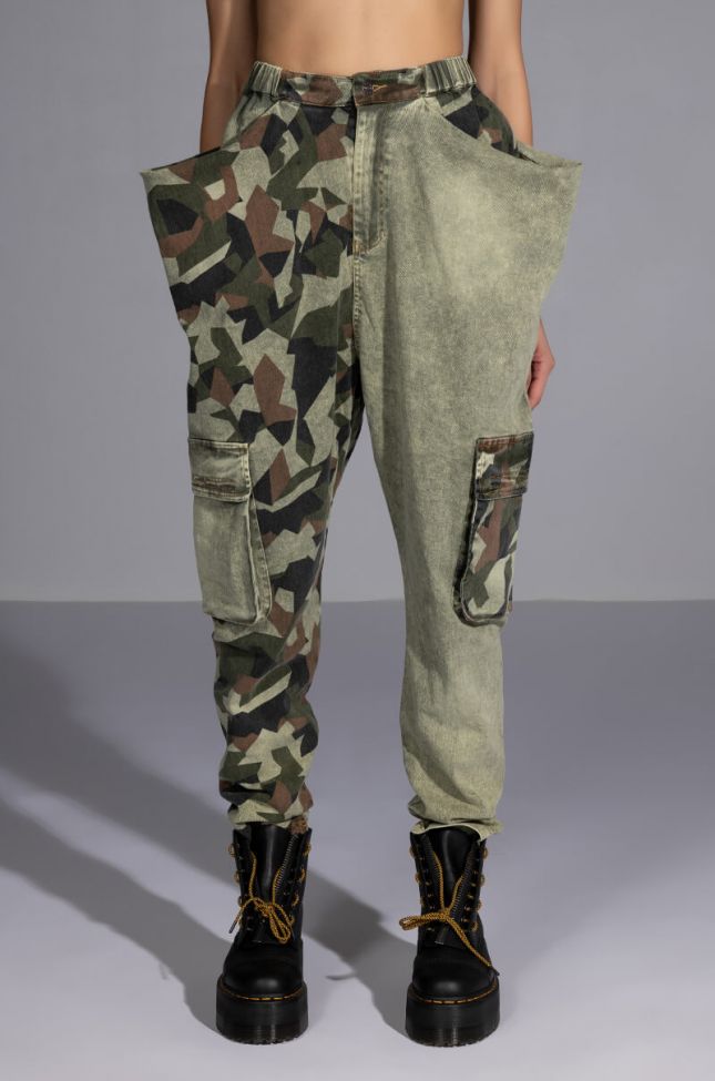 Front View Easy On Me Camo Colorblock Pants