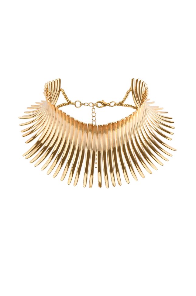 Side View Elegance Statement Choker In Gold