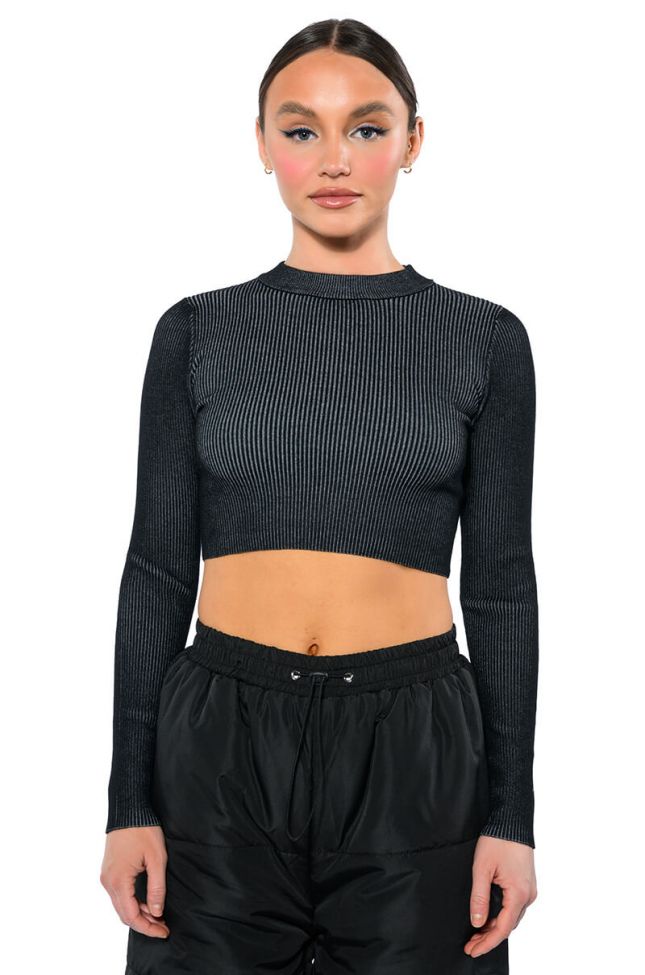 Detail View Ella Long Sleeve Cropped Sweater