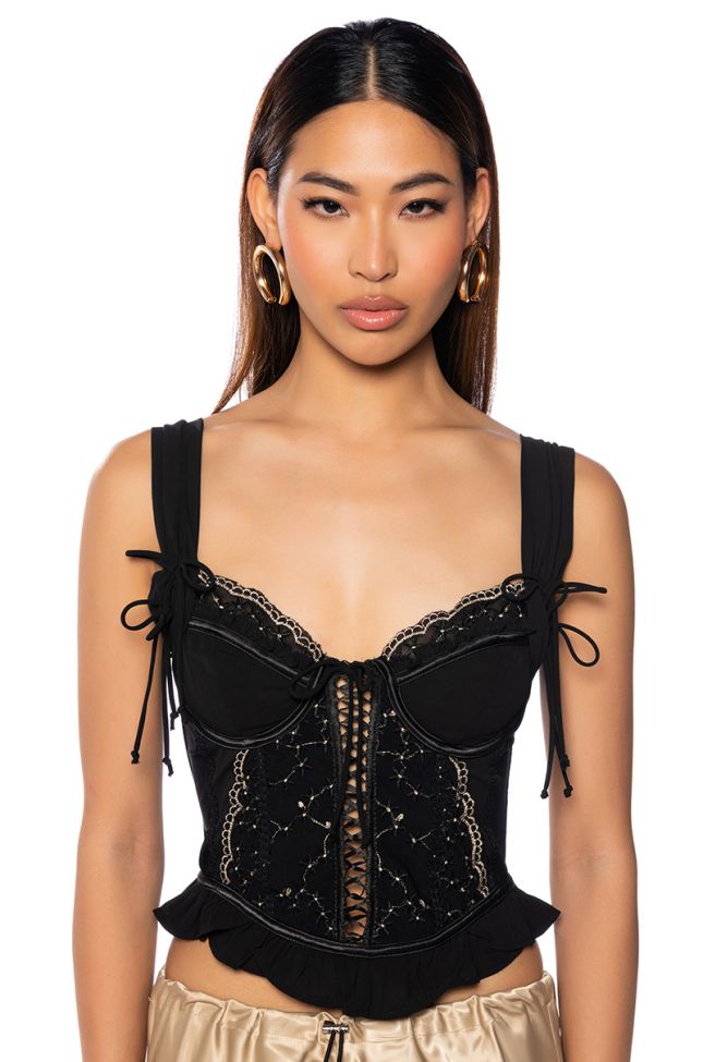 EMBER EMBROIDERED CAP SLEEVE CORSET