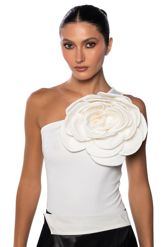 Extra View Enchantress Flower Detail One Shoulder Top
