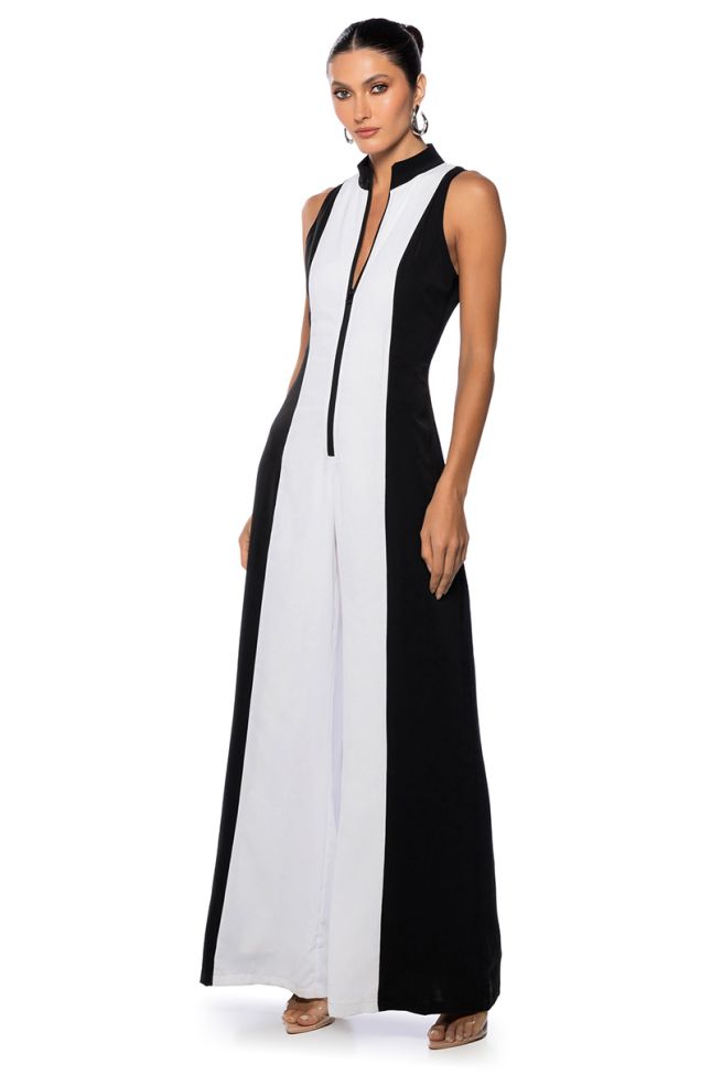 Front View Eryn Paneled Sleeveless Jumpsuit