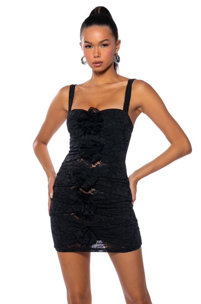 Front View Every Rose Has Its Thorns Lace Cutout Mini Dress