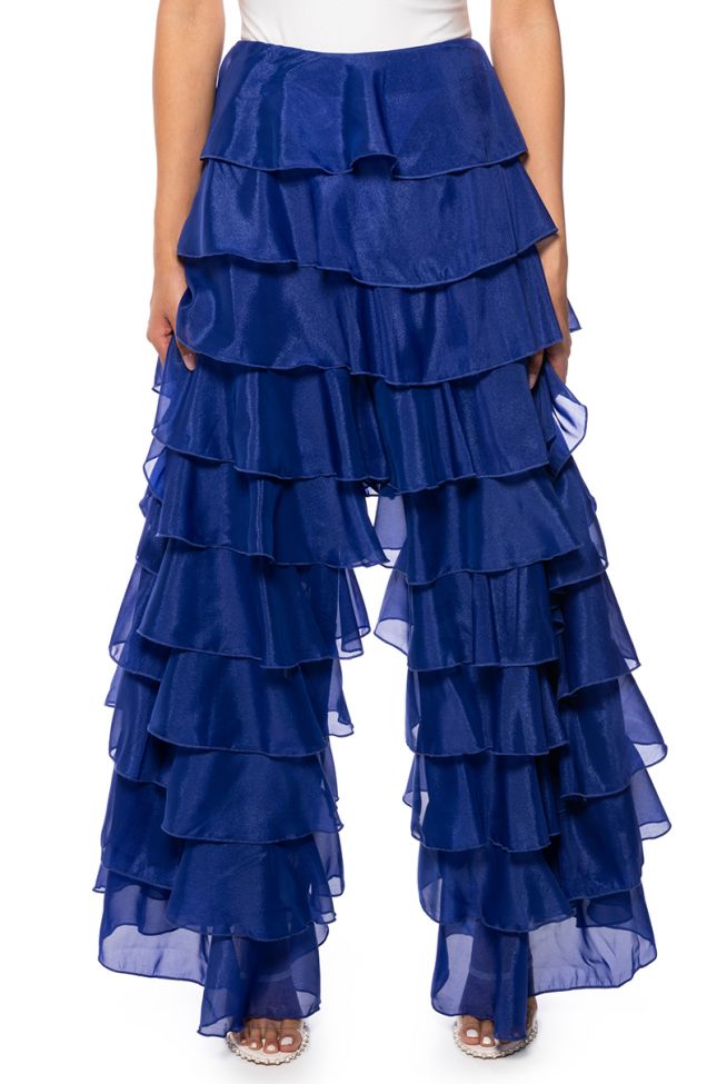 EXPRESS YOURSELF RUFFLE PANTS IN ROYAL BLUE