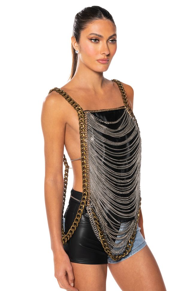 EXTRAVAGANT MIXED METAL BODY CHAIN TOP