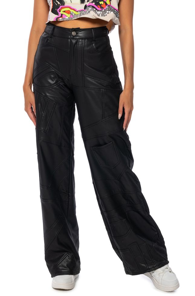 Front View Extreme Stretch Patchwork Wide Leg Pant