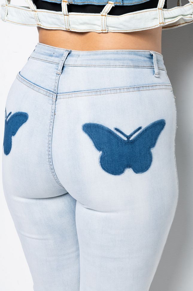Detail View Extreme Stretch Skinny Jeans Butterfly