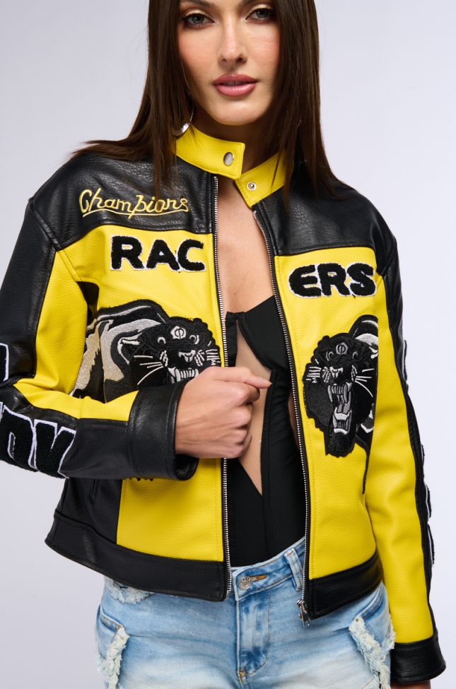 Front View Eye Of The Tiger Moto Jacket