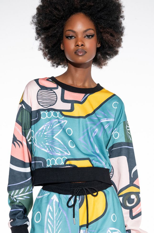 Front View Face To Face Printed Sweater