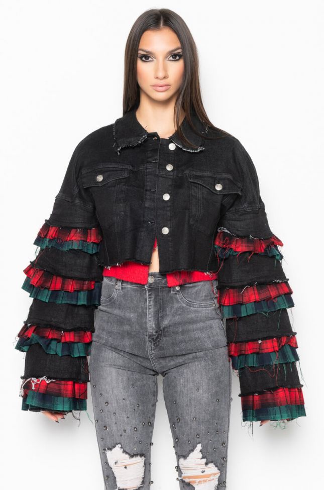 Full View Fall For You Ruffle Jean Jacket