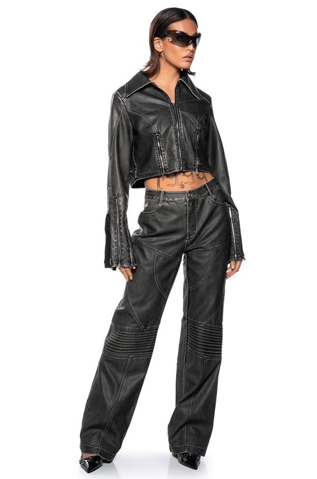Side View Fast Lane Faux Leather Pant